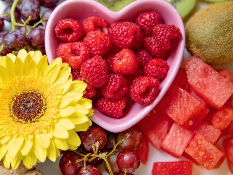 Fruit Raspberries Kiwi Watermelon Flowers Ginger Bananas Pineapple Flatlay